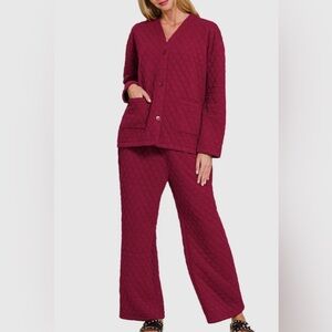 Zenana Quilted Jacket and Pants Set **NEW**